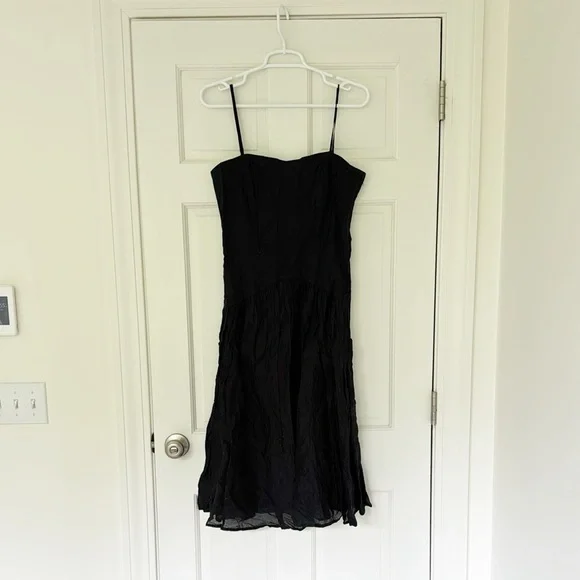 MAEVE dress size 8 black cotton classic simple midi belted - Picture 1 of 5